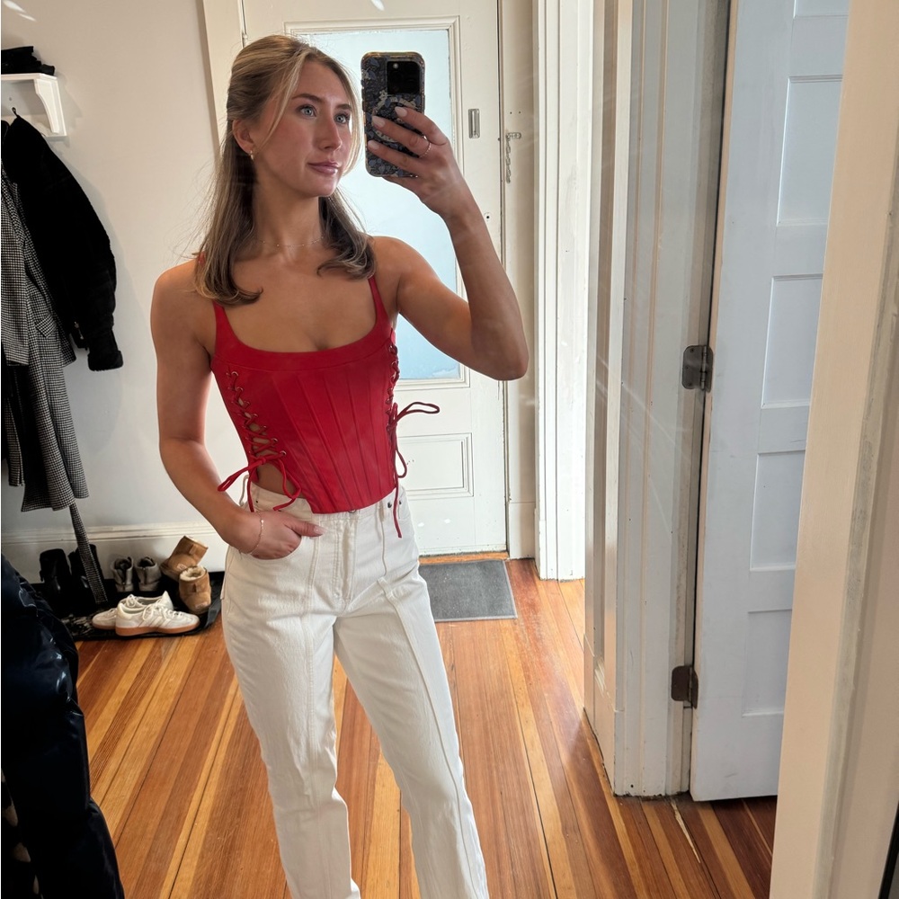 Abercrombie & Fitch 90s straight leg, high-rise white jeans